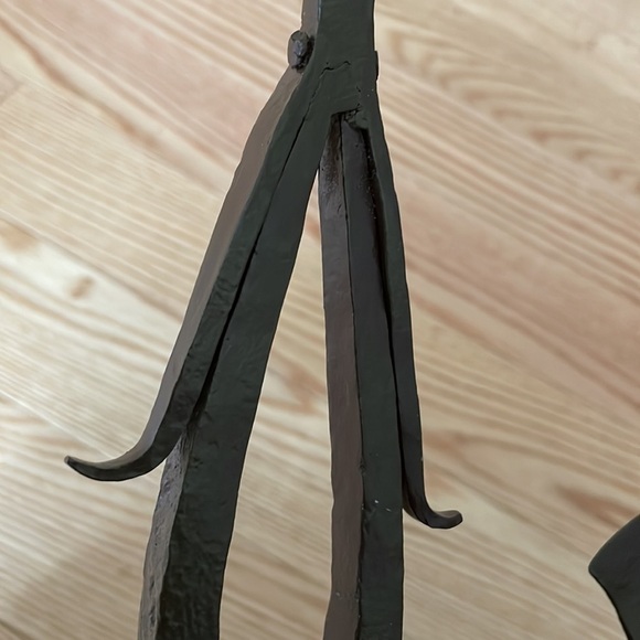 Metal Scrolled Hand Forged with Amber Color Elongated Sitting Vase Wall Piece - Picture 11 of 13